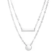 Sterling Silver Bar And Disc Pendant Necklace, 18"