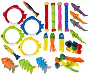 31 pc Set Sinking Swimming Pool Dive Training Diving Game Toys Sticks Rings Fish