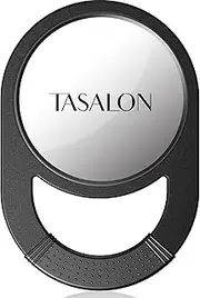 TASALON Unbreakable Hand Mirror, Salon & Barber Mirror with Handle - Anti-Slip Grip for Travel, Makeup, Shaving & Shower - Black