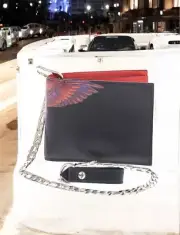 Marcelo Burlon Leather Red Wings Wallet With Chain Brand New