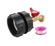 275-330 Gallon IBC Tote Tank Adapter 2 Inch Fine Thread with Ball Valve