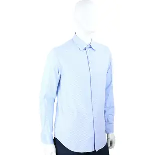 Emporio Armani 編織格紋純棉水藍長袖襯衫