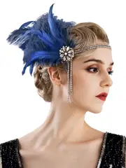 Ladies Blue 20s Art Deco Flapper Headband