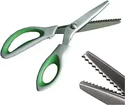 JISTL Green Pinking Shears Comfort Grips Crafts Zig Zag Cut Sewing Scissors,Professional Handheld Dressmaking