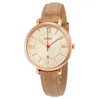 在飛比找蝦皮購物優惠-FOSSIL手錶 ES3487 米色面 玫金框 膚色錶帶 女