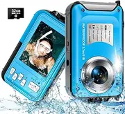 Yifecial Underwater Camera 11FT 4K 56MP Compact 16X Digital Zoom, Blue