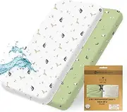 Lilly B. Organic Cotton GOTS 2in1 Pack of 2 Waterproof Cot Sheets 140 x 70 Fitted, Used Instead of Waterproof Mattress Protector, Compatible with, Next2me, and All Bedside Cribs & Mini Cribs.