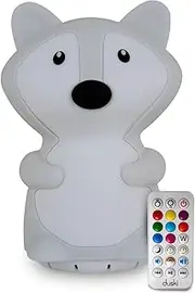 DUSKI Silicone Night Light with Bluetooth Speaker, 7 Color Changing Dream Guardian Kids Night Lights for Bedroom, Remote Controlled Rechargeable and Portable Lamp (Fox)