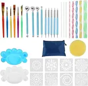 Mandala Dotting Tools Kit Complete Mandala Rock Painting Tools Kit Portable Rock Stencils Dotting Tools Kit for Painting Coloring Drawing Drafting Art Supplies