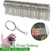 100 Pcs Bulk Split Metal Key Rings Keyring Blanks With Link Chains For DIY Craft