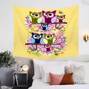 Children Cute Multi Colored Owls Tapestry