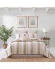 Tommy Bahama 128 Thread Count Prisma Stripe Texture Cotton Reversible Quilt Set