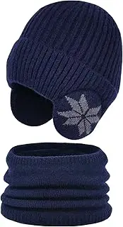[Generic] Winter Scarf For Kids | Warm Beanie and Fleece Scarf Set - Elastic Thickening Outdoor Sports Hat for Travel, Hiking, Walking The Dog, Running