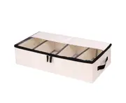 Shoes Cabinet Multi-Grids Foldable Fabric Under Bed Storage Case Household Supplies - Beige
