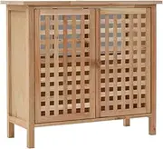 Sink Cabinet Solid Walnut Wood 66x29x61 cm - Elegant Bathroom Storage with Lattice Design Doors, Stable Cabinet, Easy Assembly, Organizers & Shelves, Medicine & Vanity Storage Solution