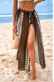 Cupshe Luxe Lines Geo Cover-Up Sarong - Beige,XL