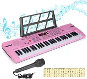 Hricane Kids Piano Keyboard, 61 Keys Beginner Electronic Keyboard Portable Di...