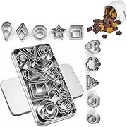 WADY 30Pcs Metal Cookie Cutter Shape Set for Baking, Cake Decorating, and DIY Pastry, Geometric Shapes with Iron Box for Biscuit, Fondant, Sandwich, and Polymer Clay
