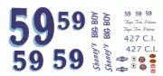 #59 "Tiger" Tom Pistone Shoney's 1963-64 Ford 1/64th HO Decals Slot Car
