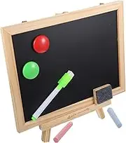 DOITOOL 1 Double Sided Chalk Board for Freestanding Erasable Whiteboard Easel for Creative Learning Drawing Activities at Home School