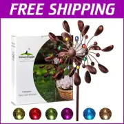 75-Inch Kinetic Metal Wind Spinner with Solar LED Ball - Garden Delight