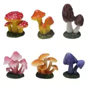 6 Decorative Whimsical Mushroom Sculpture Collection Sculpture Simulation