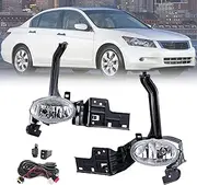 LEVANLIGHT Fog Lights Assembly For 2008-2010 Honda Accord Sedan |Driving Fog Lights Lamps Clear Lens | With H11 12V 35W Halogen Bulbs & Wiring Harness Kit