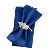 Napkin Rings, Nautical Knot, Silver Textured Round Rope (Set of 4) by Max Studio
