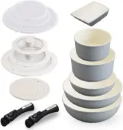CC-SE14NP Iris Ohyama [Detergent set] Frying pan 14-piece set Gas fire/IH New