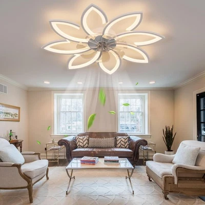 LED Ceiling Fans with Light and Remote, Dimmable 6-Speed Ceiling Fan Lighting, 9