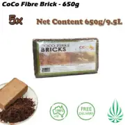 5x Hydroponics coco fibre Bricks 650g Grow Low Salt PH Stable Coir