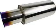 Universal Stainless Steel Exhaust Muffler 2.5'' Inlet Rolled 4'' Outlet Sport Car Mufflers Pipe