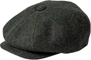 [Generic] Men Wool Blend 8 Panel Newsboy Cap Tweed Cabbie Hat Snap Brim