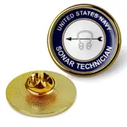 U.S. Navy Sonar Technician Tie Tac, Hat Pin, Military Emblem Lapel Pin - Gold