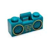 Lego - Minifigure Utensil - Blue Teal Gold, Boom Box, Radio