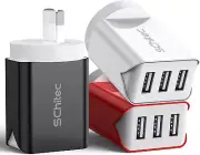 USB Charger 3 Ports 3Pack USB Wall Plug 15W/3.1A AC Portable AU Mains Power Adap
