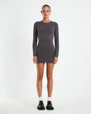 Reign Open Back Mini Knit Dress Slate Grey
