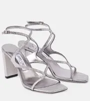 [Jimmy Choo] Jimmy Choo Azie 85 metallic leather sandals AU 5 silver