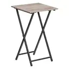 Folding TV Tray Table, Wooden TV Tray, Portable Sofa Side 1 Greige + Black