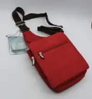 New Old Stock with Tags TRAVELON Messenger-Style Shoulder Bag Micro Suede Red