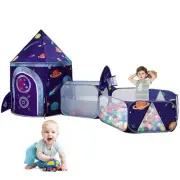 3pc Space Ship Kids Play Tent, Crawl Tunnel, Ball Pit for Toddlers, Indoor Ou...