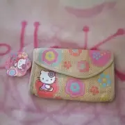 SANRIO 2005 HELLO KITTY BAMBOO STRAW BAG WALLET PURSE ECO-FRIENDLY BAG