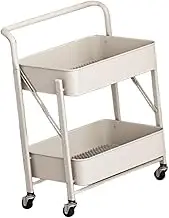 Leefasy Wheeled Cart for Fruits and Vegetables Foldable Organizer Trolley for Kitchen and Dining, White, as described