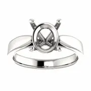 14K Gold Oval Cut Solitaire Ring Setting Tapered Style Ring Mounting