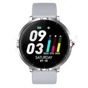 K16 1.3' Full Touch Screen Super Slim Wristband IP68 Fashion UI Blood Pressure HR Monitor Long Standby Brightness Music Camera Control Smart Watch SILVER COLOR