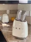 Smeg knife block set of 6 pieces in beige color, modern and convenient knife