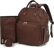 ROSEGIN Vegan Leather Diaper Bag Backpack for Boy Girl with Changing Pad and Pacifier Case