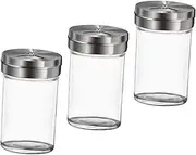 PartyKindom 3pcs Shakers Spice Jars with Labels Condiment Bottle Spice Storage Silver
