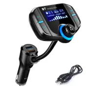 Catzon Car Bluetooth FM Transmitter QC3.0 Smart 2.4A Dual USB Ports Wireless Radio Adapter Car Kit