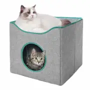 Jongee Cat Cube House Foldable Cat Condo with Reversible Cushion ＆ Scratch Pa...